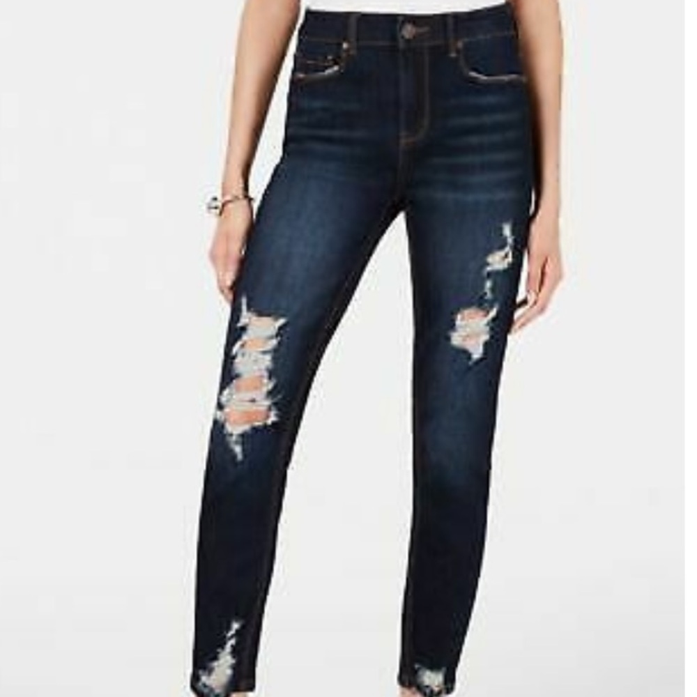 INDIGO REIN High Rise Distressed Ankle Jegging
